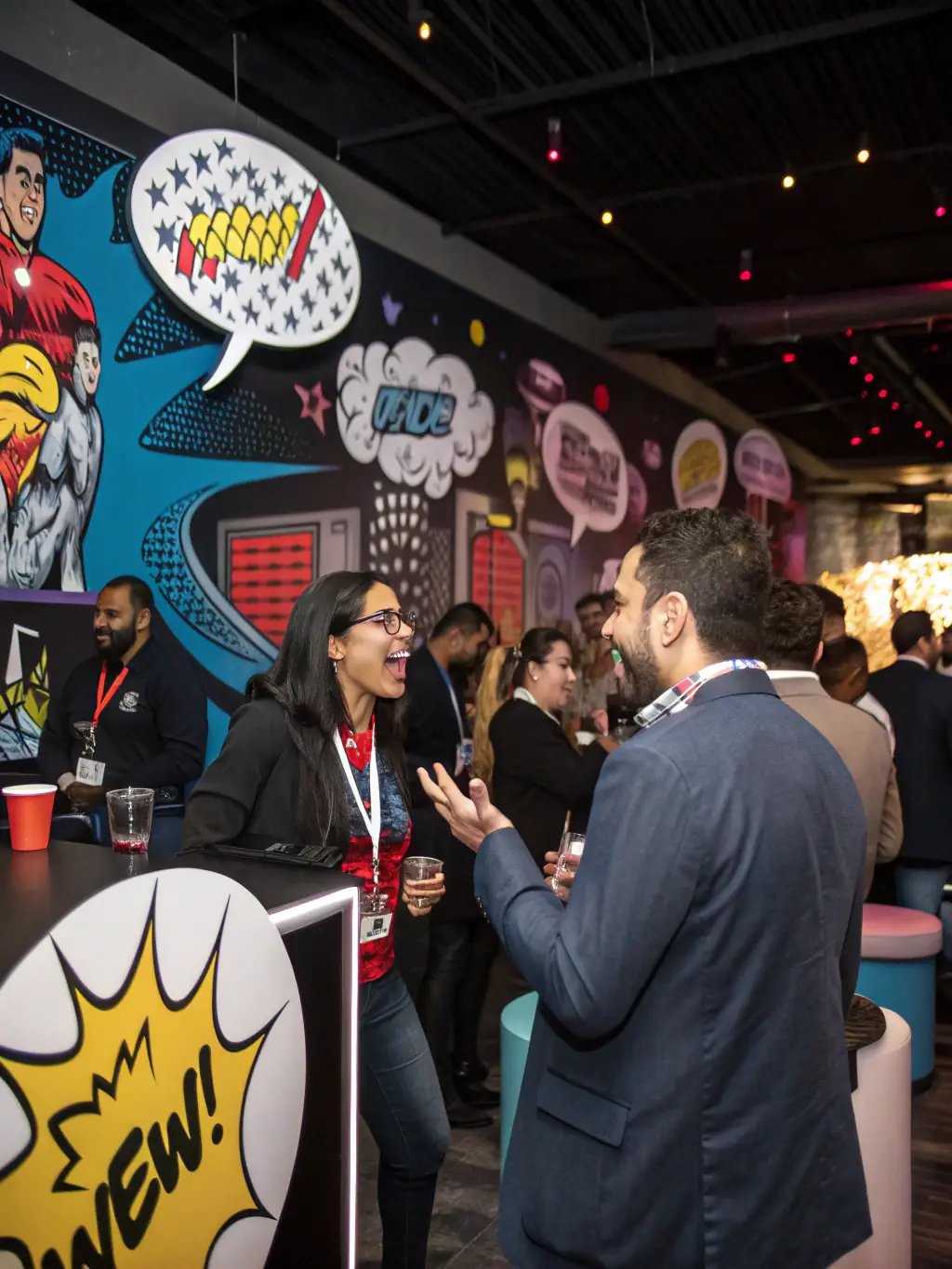 A dynamic image of a networking event at a business conference, showcasing professionals connecting and exchanging ideas, with a focus on economic planning.